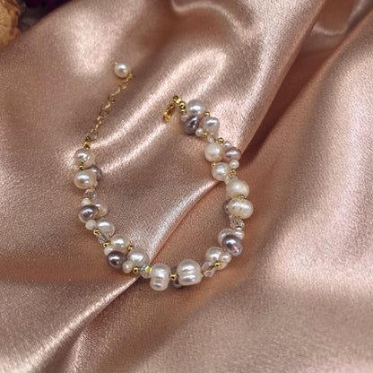 Elegant Handcrafted Pearl and Crystal Bracelet