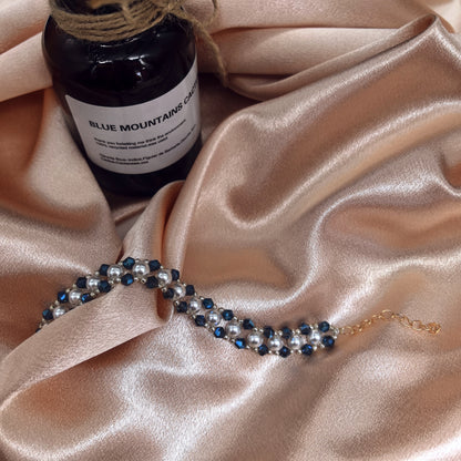 Charming Teal Symphony-Handcrafted Pearl Bracelet