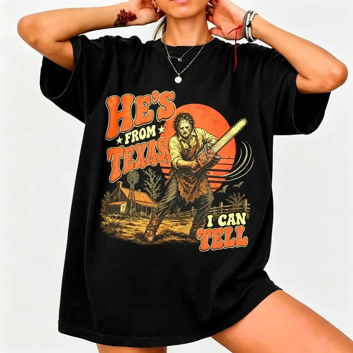 He’s From Texas I Can Tell Vintage Western Graphic Tee sweatshirt Hoodie