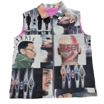 Artistic Streetwear Tapestry Sleeveless Jacket