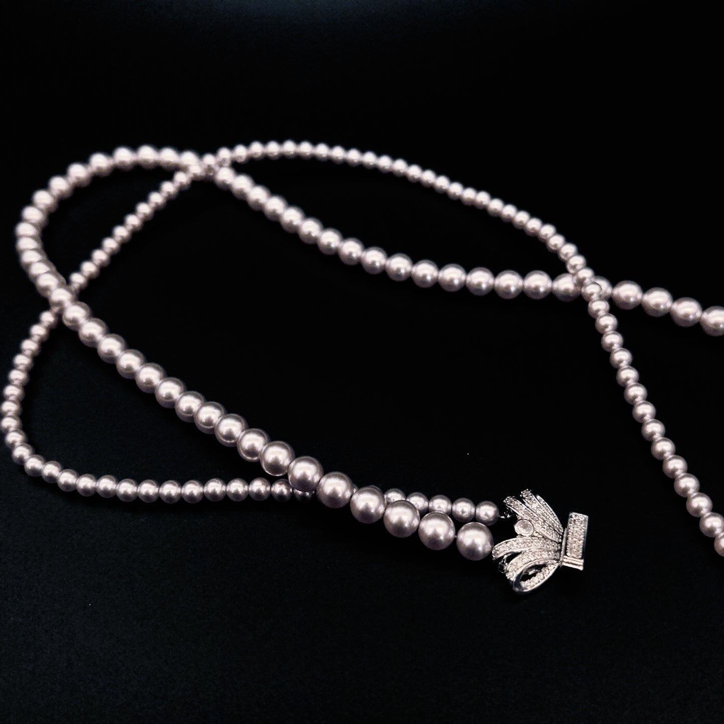 Handmade Chic Bow Embellished Double Strand Simulated Pearl Necklace