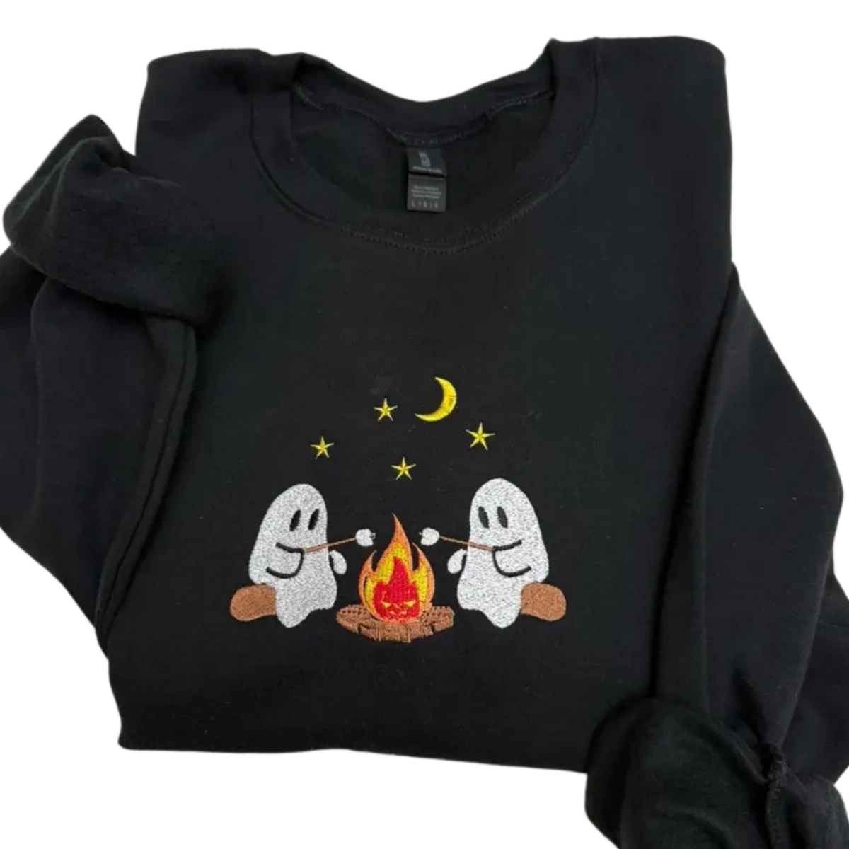 Cute Ghost Campfire Embroidered Sweatshirt