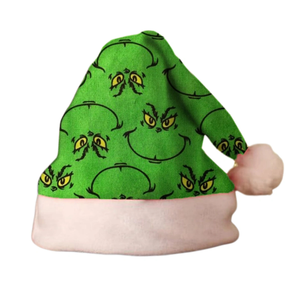 Grumpy Green Christmas Santa Hat – Funny Holiday Character Fleece Hat