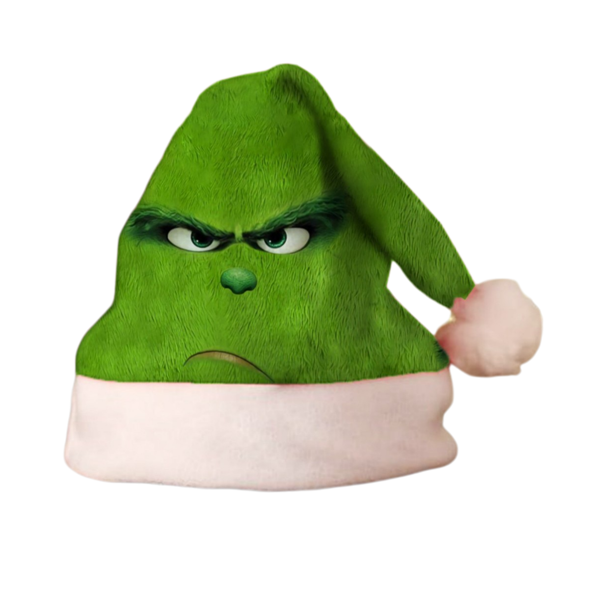 Grumpy Green Christmas Santa Hat – Funny Holiday Character Fleece Hat