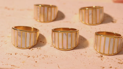 Mother of Pearl Blocks Wide Rings