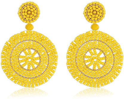 Round Beads Bohemian Resort Earrings Handmade Drop Dangle Earrings