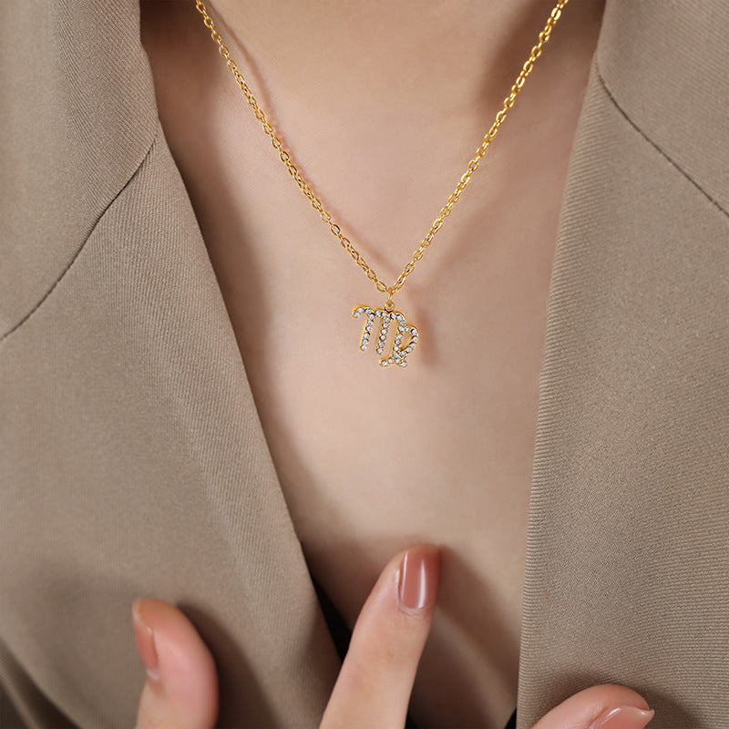 12 Constellations Sign Of Star Zodiac Pendant Chain Necklace