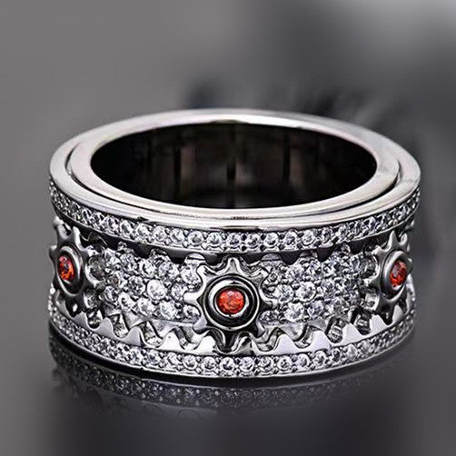 Gear Wheel Rotatable Ring Cubic Zircon Fidget Ring Brass Anxiety Ring Spinner Ring