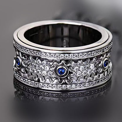 Gear Wheel Rotatable Ring Cubic Zircon Fidget Ring Brass Anxiety Ring Spinner Ring