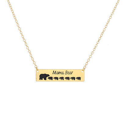 Mama Bear Necklace With Cubs Horizontal Bar Necklace Mother's Day Gift