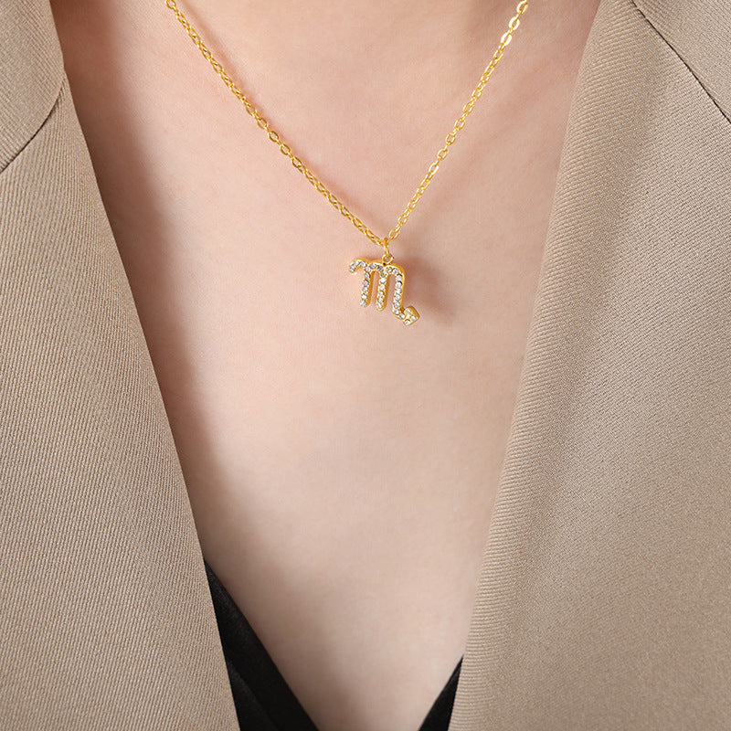 12 Constellations Sign Of Star Zodiac Pendant Chain Necklace