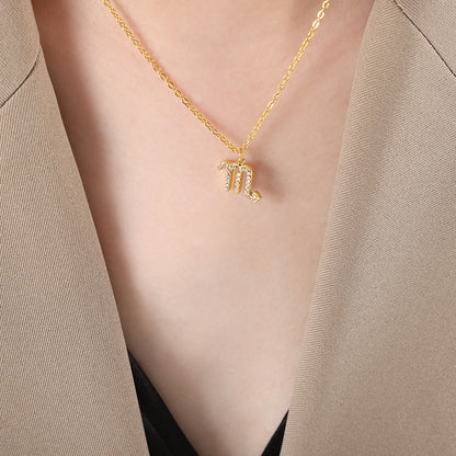 12 Constellations Sign Of Star Zodiac Pendant Chain Necklace