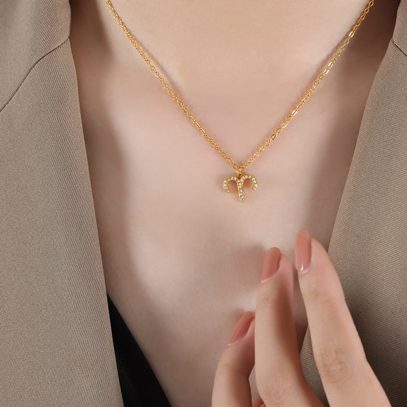 12 Constellations Sign Of Star Zodiac Pendant Chain Necklace