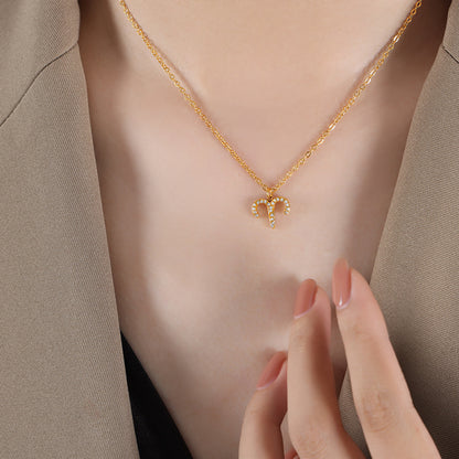 12 Constellations Sign Of Star Zodiac Pendant Chain Necklace