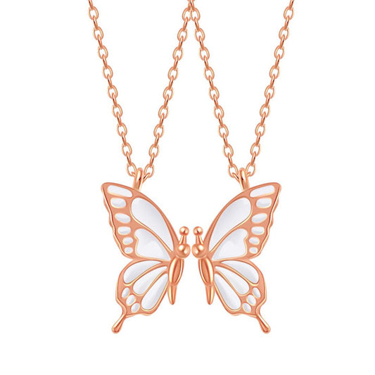 2 PCS Butterfly Puzzle Friendship Best Friend Pendant Necklace