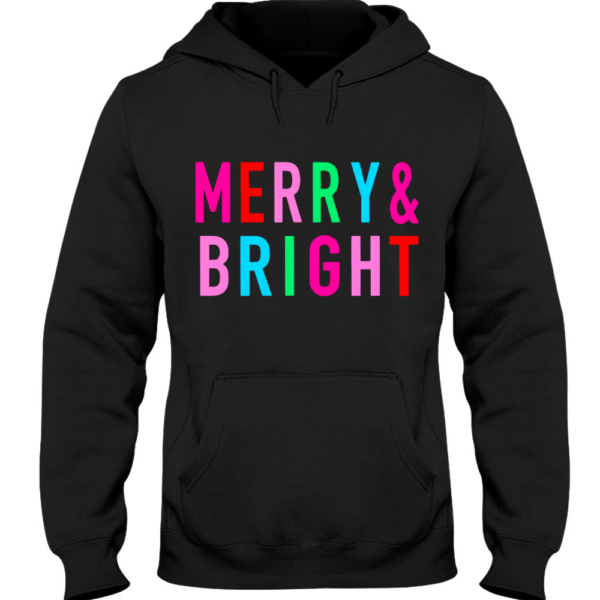 Merry and Bright Hoodie. Merry Christmas Hoodie for Women. Christmas Crewneck Christmas Sweater Hoodie