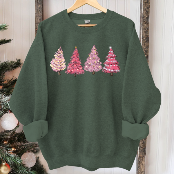 Pink Tree Christmas Sweater. Christmas Sweater. Christmas Crewneck. Christmas Tree Sweatshirt. Holiday Sweaters for Women. Winter Sweatshirt