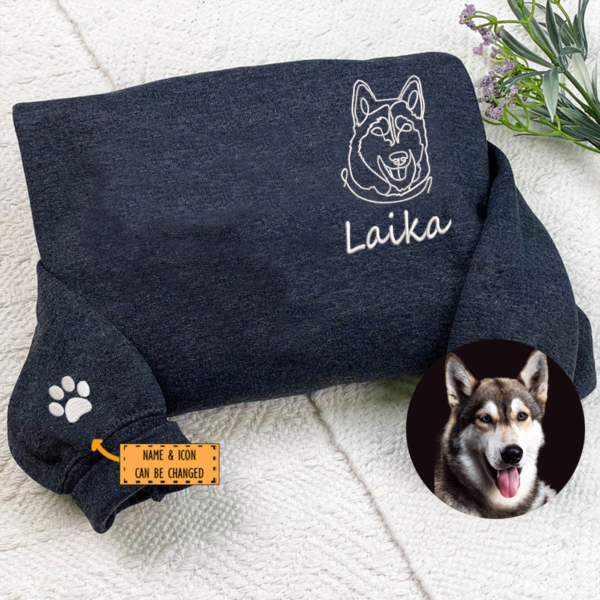 Custom Pet Embroidered Sweatshirt. Custom Dog Portrait. Embroidered Sweatshirt. Custom Pet Gifts