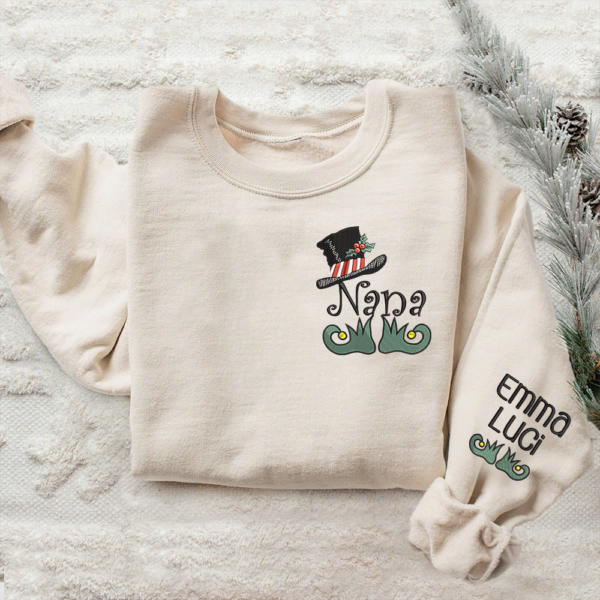Embroidered Nana Xmas With Grandkids Sweatshirt