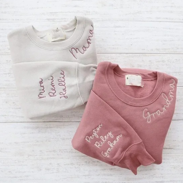 Custom Embroidered Crew Neck Sweatshirt.Suitable for mom. grandmother. wife. as a gift for Mother's Day