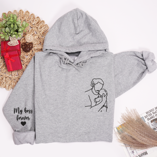 Dad Hoodie. Custom Embroidered Portrait Photo Hoodie Father and Son