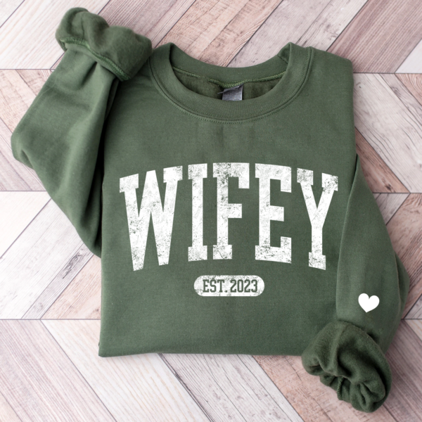 Personalize Wifey Sweatshirt. Engagement Sweatshirt. Bridal Shower Gift. Gift For Bride. New Wife Sweatshirt