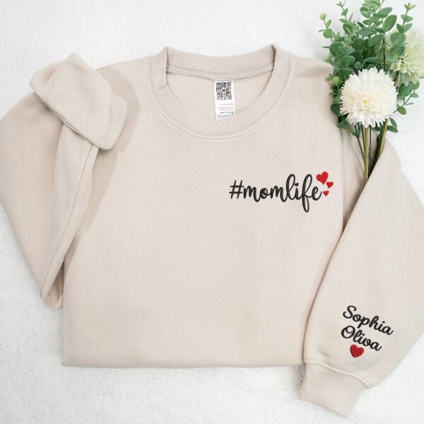 Momlife Embroidered Sweatshirt. Custom Mom And Kids. Gift For Mom Sweatshirt