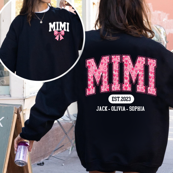 Custom Mimi Est Bow Heart Valentine's Day Sweatshirt