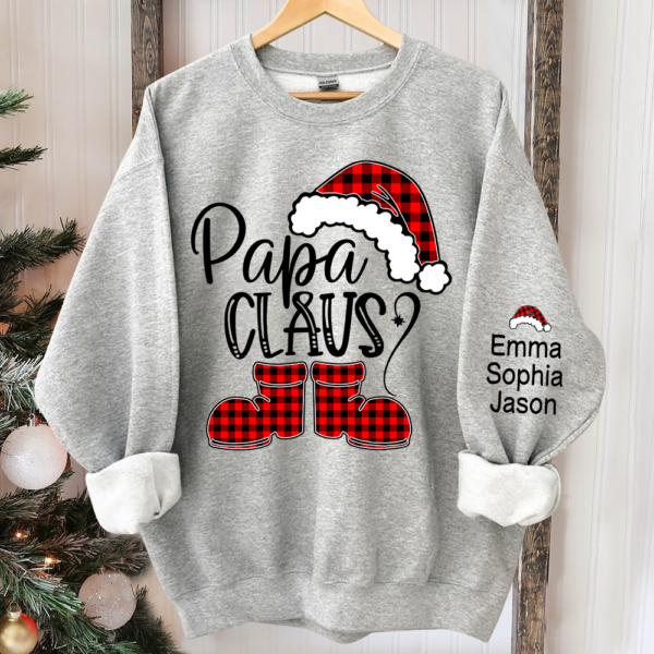 Papa Claus Christmas. Custom Papa And Kids. Grandpa Gift TH Sweatshirt