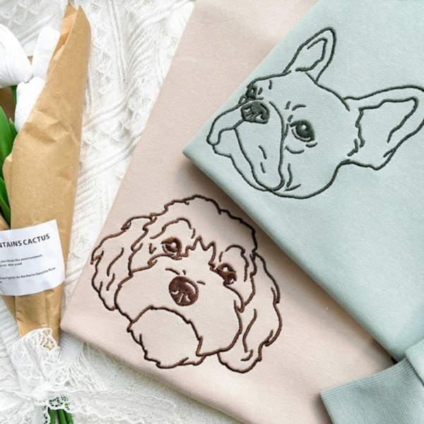 Custom Embroidered Pet Sweatshirts with Pet Photo and Name. Custom Embroidered Dog Hoodie