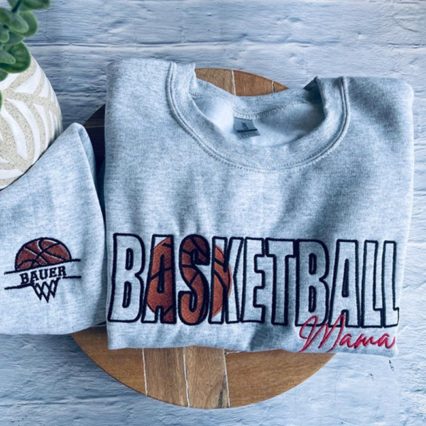 Basketball Mama Sweatshirt. Embroidered Mom Sweatshirt. Basketball Mom Shirt. Personalized Basketballball Sweatshirt
