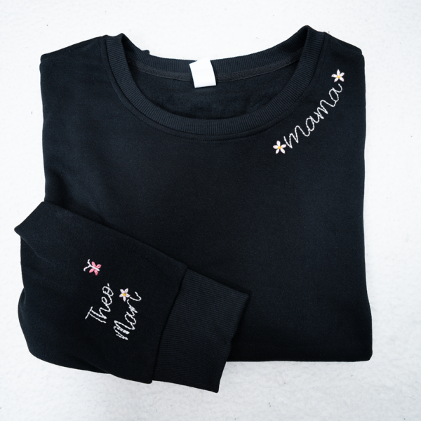 Mama Mommy And Kids Custom Name Hand Embroidered Sweatshirt
