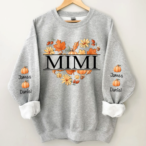 Mimi Heart Fall Autumn With Grandkids Sweatshirt. Grandma Gift For Autumn TH