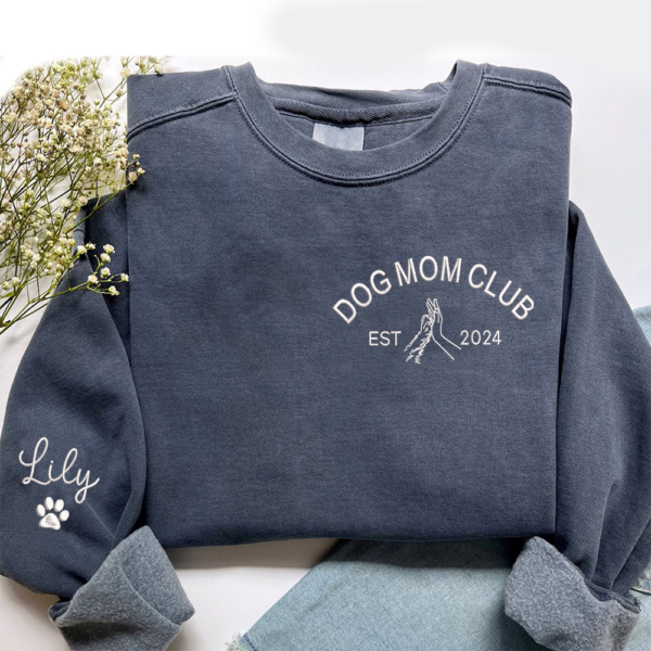 Embroidered Dog Mom Club 2024 Sweatshirt. Dog Lover Gift. Dog Gift for Women