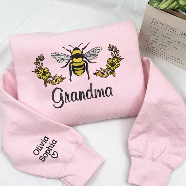 Grandma Bee And Kids Embroidered Sweatshirt