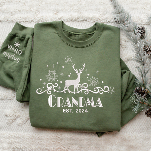 Embroidered Grandma Christmas 2024 Sweatshirt