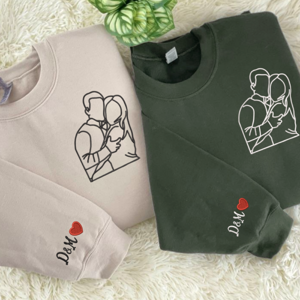 Custom Portrait from Photo Sweatshirt. Custom Couple Portrait. Couples Portrait. Personalized Gift. Custom Gifts. Family Portrait