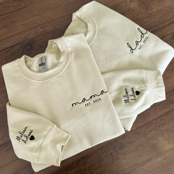Custom Dad. Mama Embroidered Hoodie. Sweatshirt