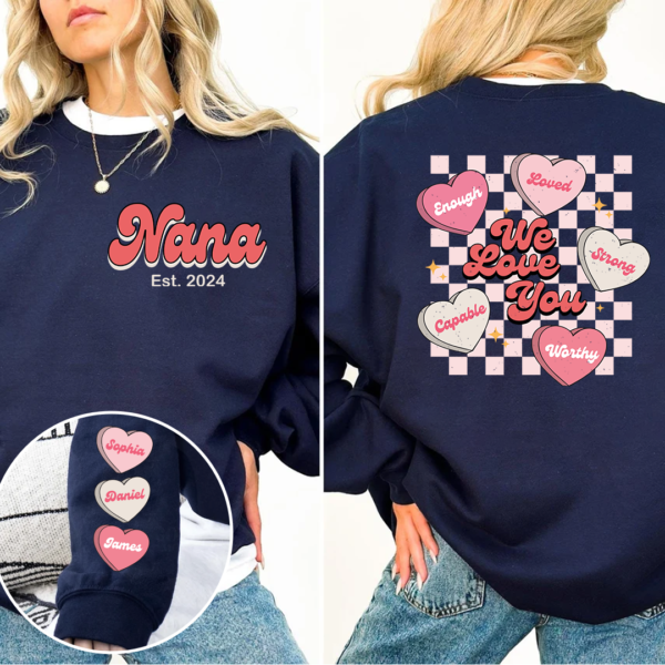 Custom Nana Est And Grandkids Valentine V2 Sweatshirt