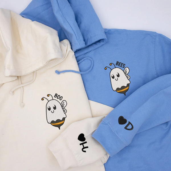 Custom Matching Couple Boo Bees Embroidered Hoodie