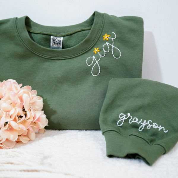 Custom Hand Embroidered Gigi With Grandkids Sweatshirt