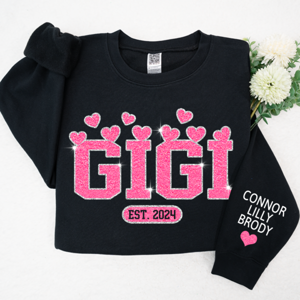 Gigi Est Heart Pink Glitter And Kids Sweatshirt