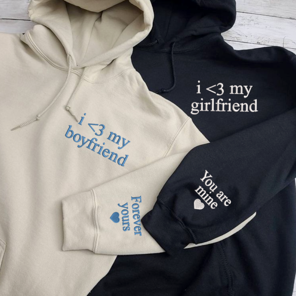 Embroidered I Love My Girlfriend Hoodie