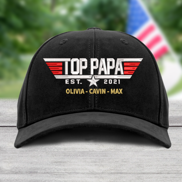 Personalized papa top with grandkids Embroidered Cap