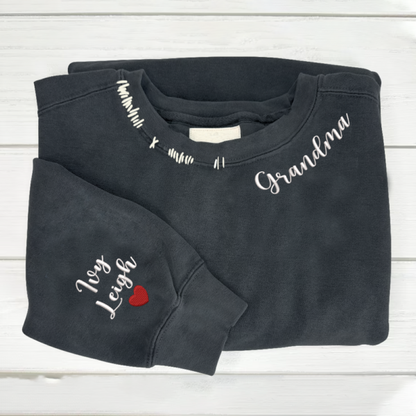 Personalized Embroidered Grandma Sweatshirt with Grandkids Names on Sleeve Sweatshirt