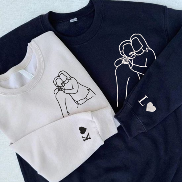 Custom Couple Portrait EMBROIDERED Sweatshirt. Photo from Portrait Sweatshirt