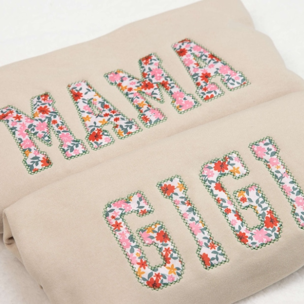 Personalized Mimi Embroidered Fall Floral Applique Sweatshirt