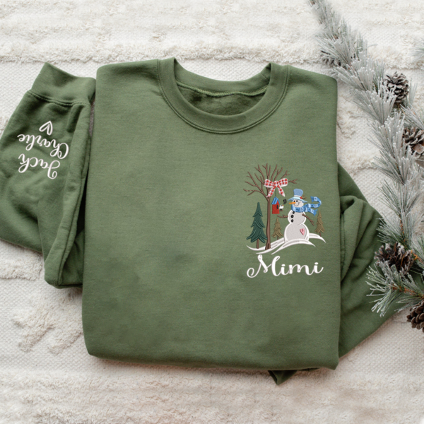 Embroidered Mimi Snow Xmas With Grandkids Sweatshirt