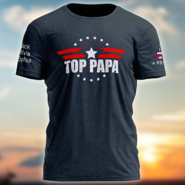 Custom Top Papa With Grandkids Trend T-Shirt