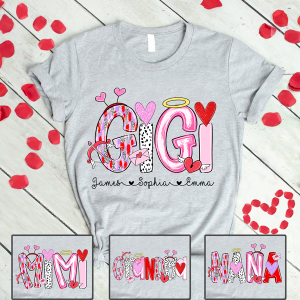 Custom Gigi Art Valentine 2025 Shirt. Custom Nickname With Grandkids Name Valentine Sweatshirt . Hoodie